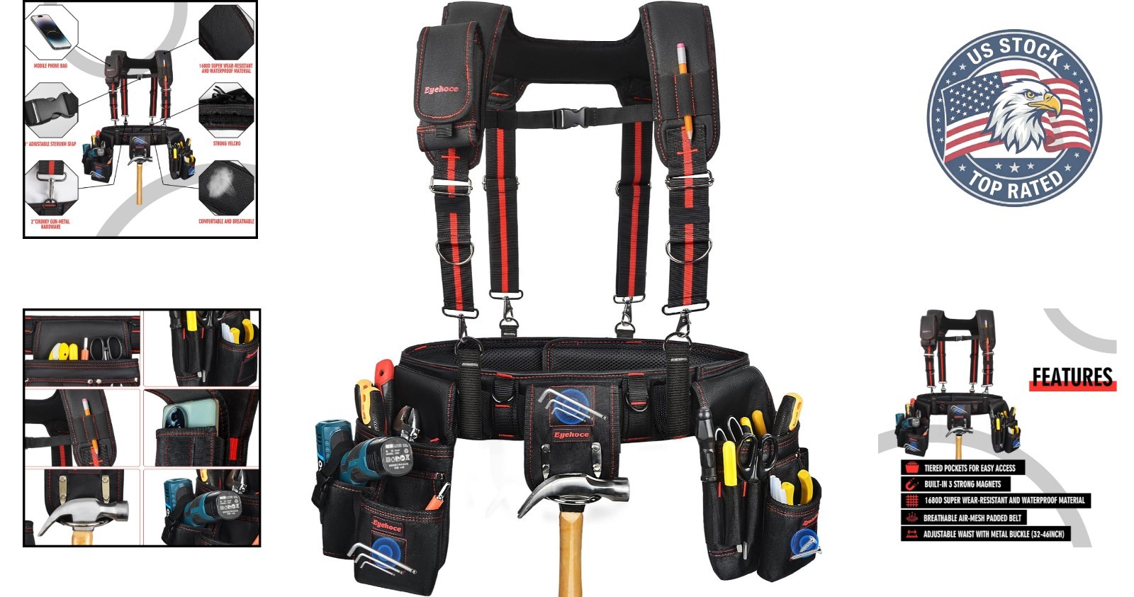 Adjustable Tool Rig with 18 Pockets – Ideal for Carpenters & Electricians