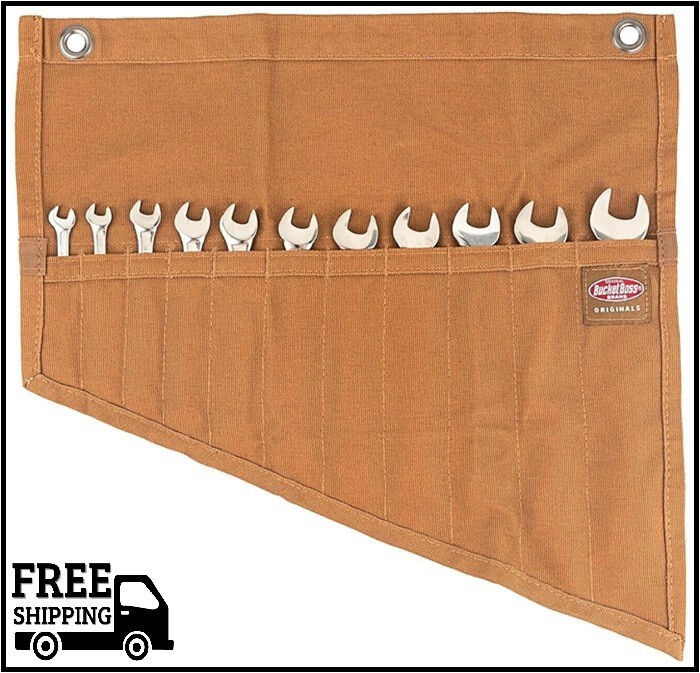 BucketBoss 70003 Tool and Wrench Set Roll with 11 Pockets in Brown