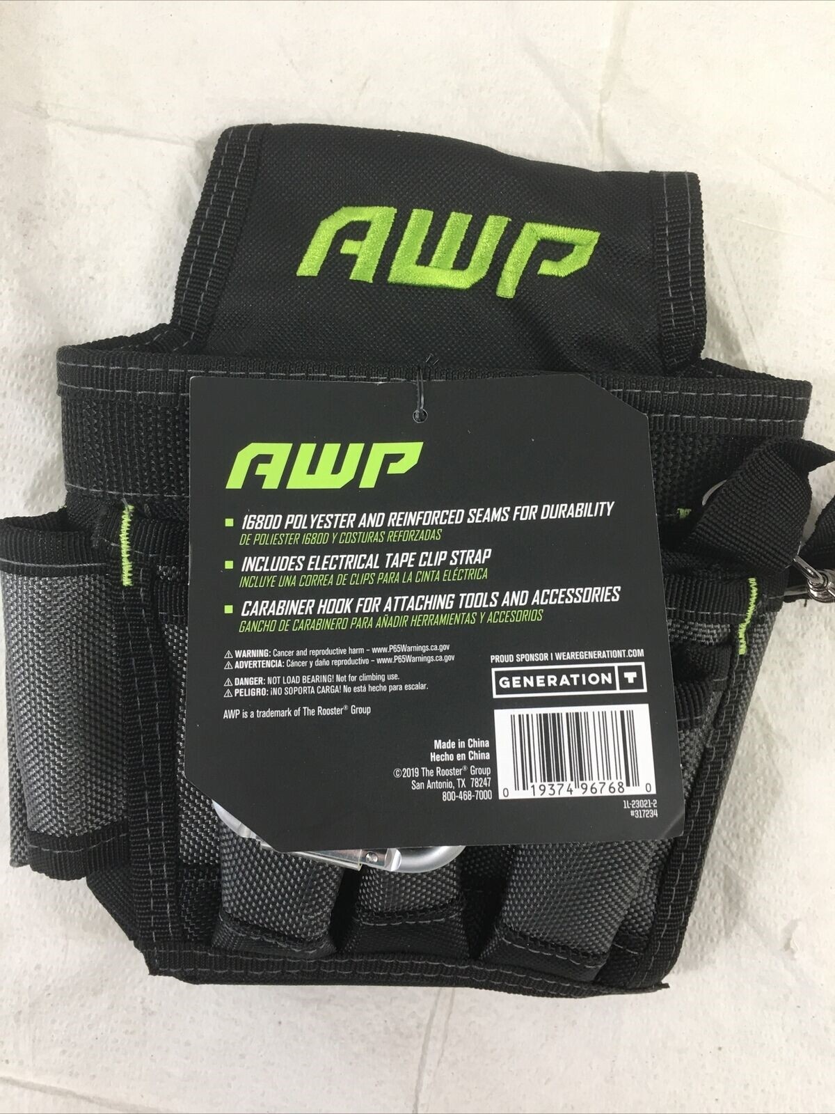 AWP 317234 Electrician Nylon Tool Pouch 13 Pockets-Belt Loop or Clip-LOT OF 3