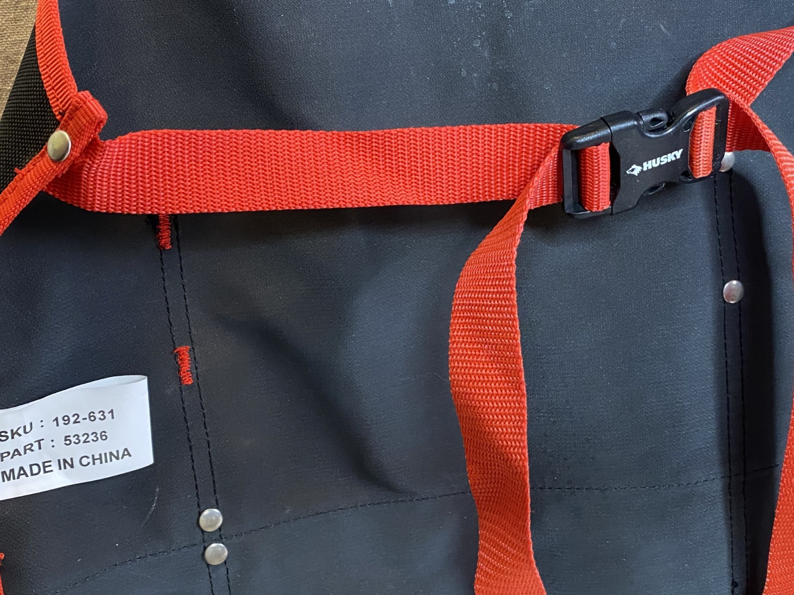 Husky Workshop Apron Heavy Canvas Black Red Work Shop Home Crafts Tools Pockets