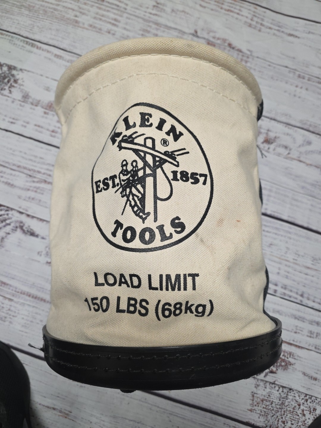 Heavy Duty Klein Tools Canvas Tool Bucket Plastic Bottom Drain Holes 150 LBS