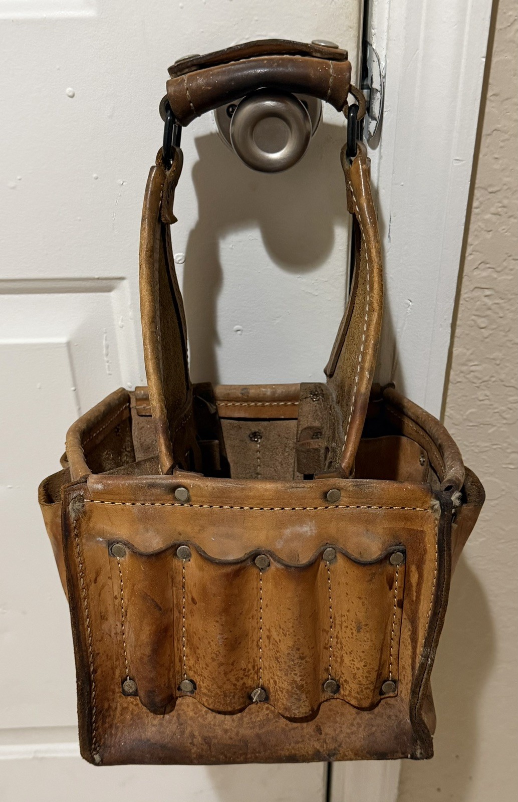 LEATHER TOOL BAG service repairman Pouch CADDY electrician ideal tote vintage