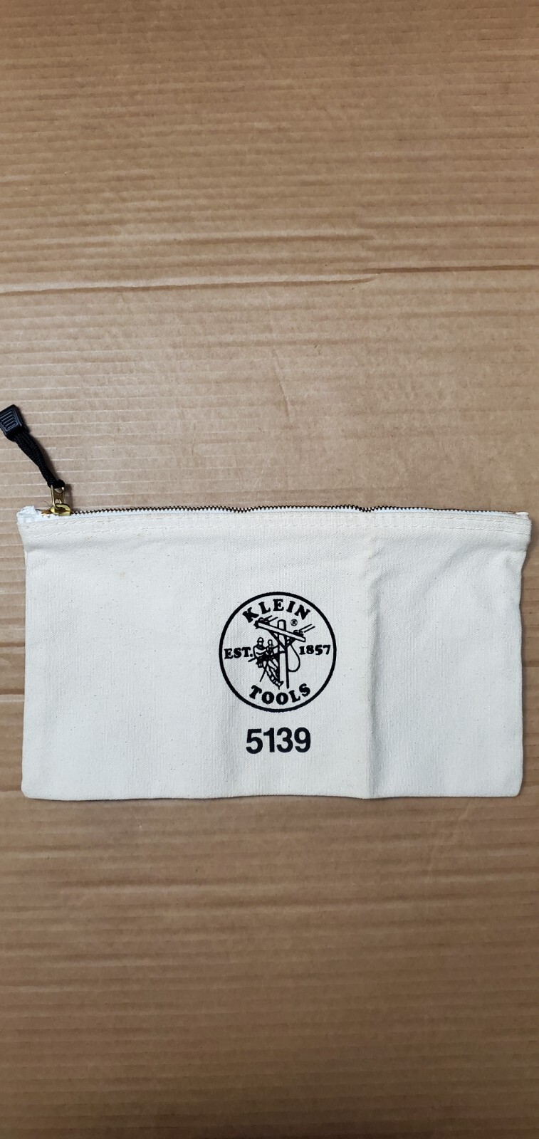 New Klein Tools Hvy Dty White Canvas Lineman Tool Pouch W/Brass Zipper 12.5×7.5