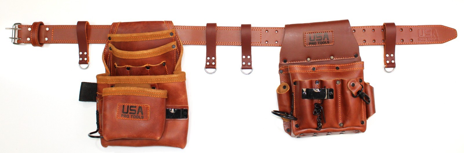 Heavy Duty Grain Leather Tool Pouch Set carpenter, Electrician, Belt & Hooks