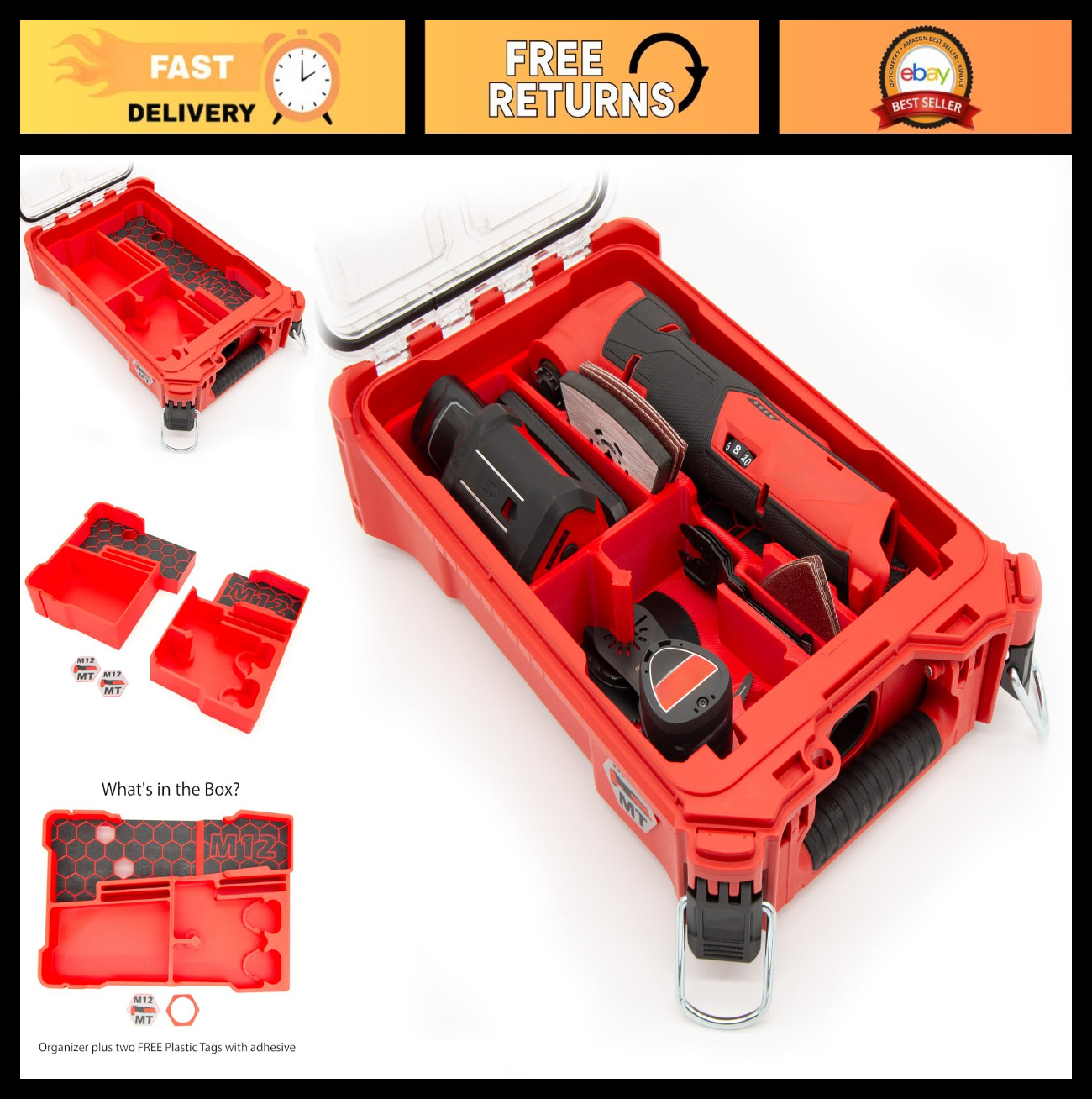 Compact Tool Organizer for M12 Fuel Oscillating Multi-Tool, Accessories & Batter