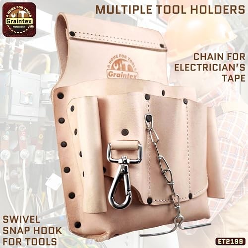 Electrician Leather Tool Pouch | Natural Color Top Grain Leather | Perfect