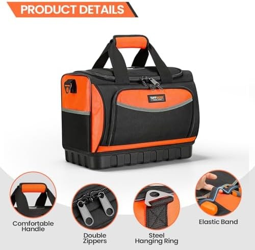 Tool Bag, 16 Inch 18-Pockets Heavy-Duty Waterproof Hard Bottom | Full-open to…