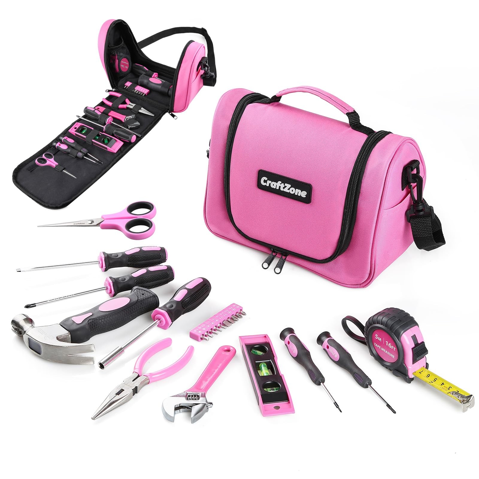 Pink Tool Set | Bag for Women with Shoulder Strap | Basic Large,