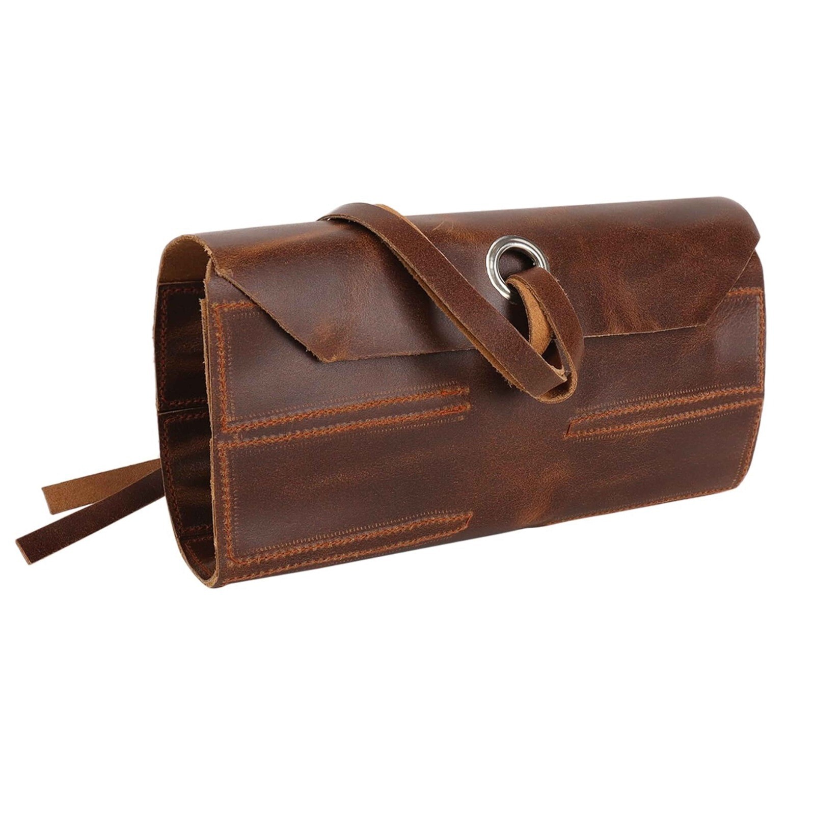 10 Slot Tool Roll Up Pouch – Vintage Style Chisel Bag in Antique Leather