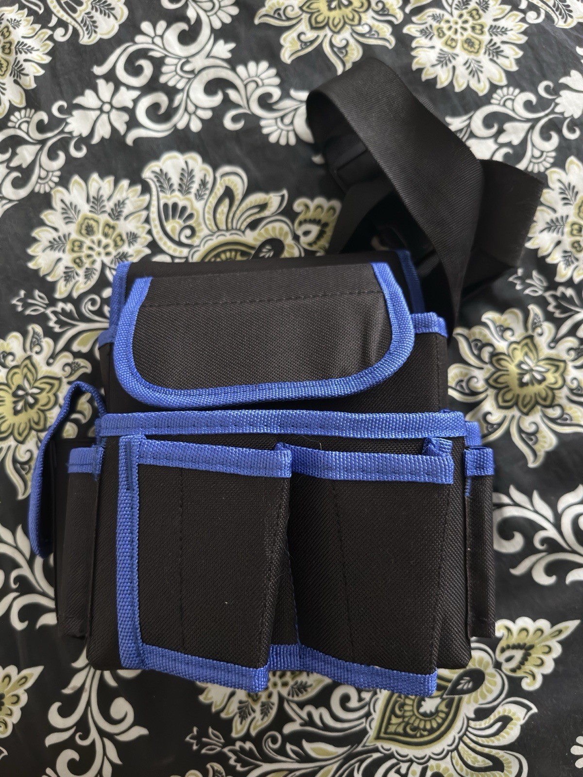 Husky Tool Belt, Blue Durable Polyester W/lot Of Storage Pockets & Hammer Loop