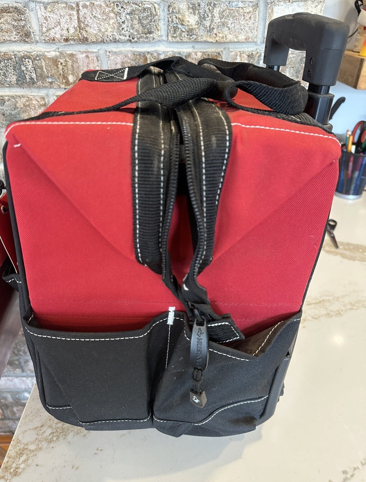 Husky 14 in 13 Pocket Rolling Tool Bag Holds Up to 80 Lbs in Large Compartment