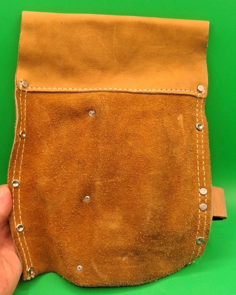 McGuire Nicholas Leather Carpenter Tool Pouch Nail Bag Belt Heavy Duty- TAN