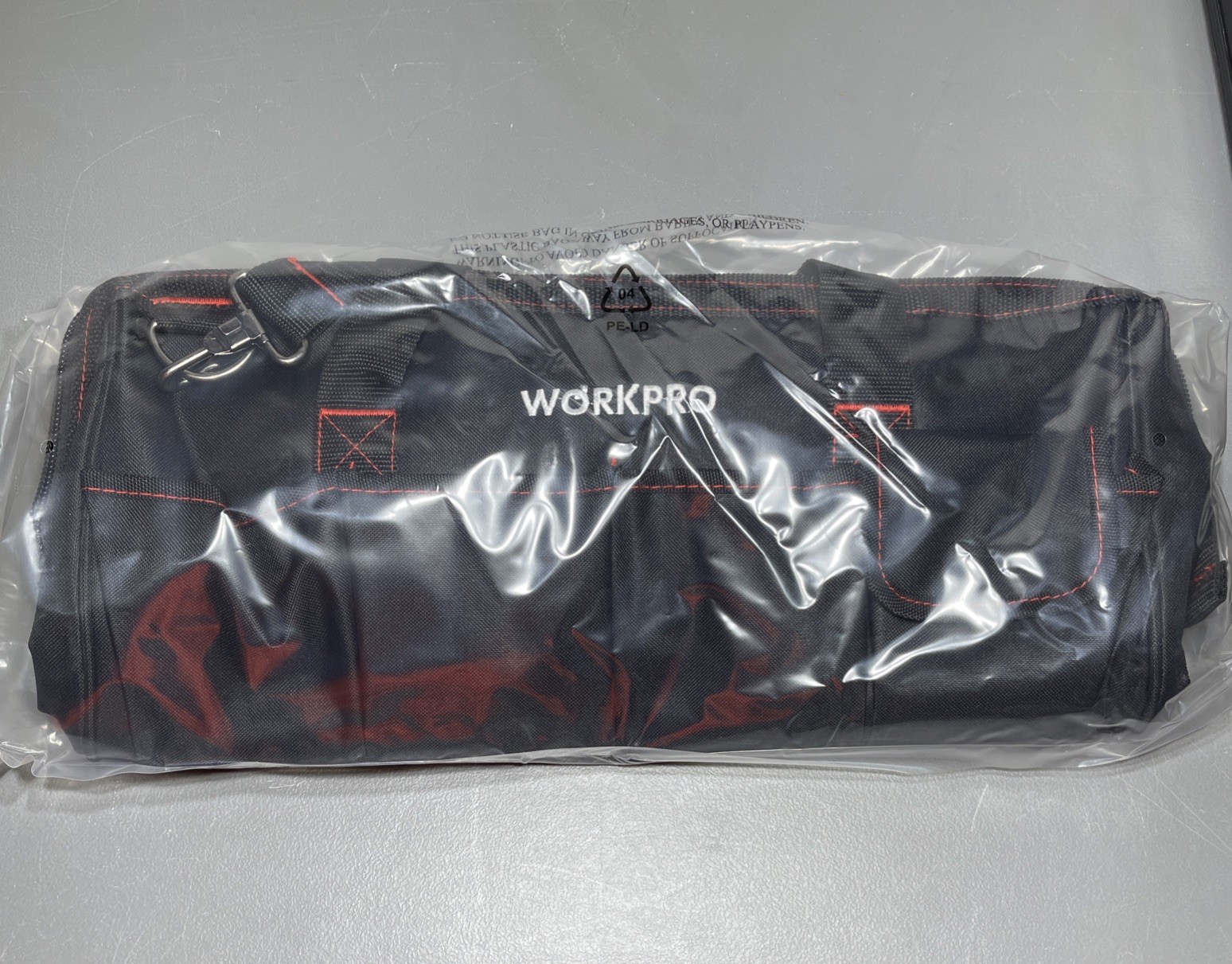 Workpro 18” Wide-Mouth Storage Bag Black w/ Red Stitching W081023AE