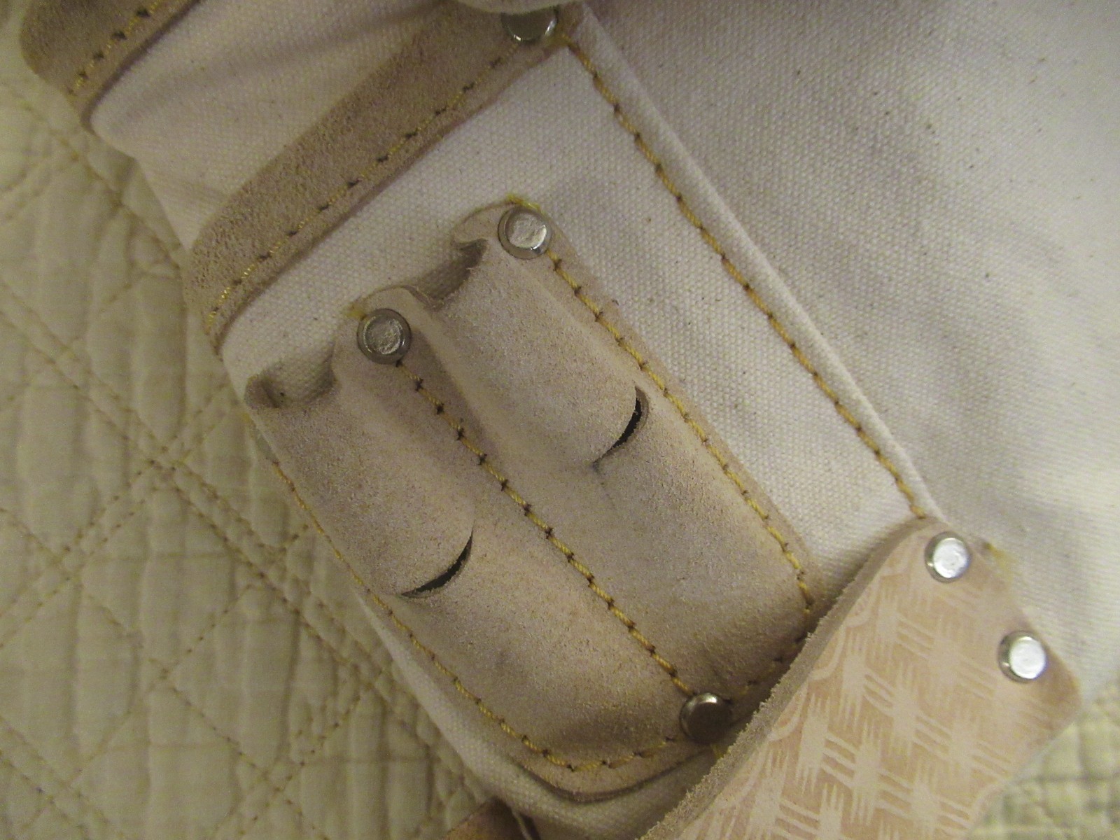 AWP Canvas Leather Beige Tool Belt w/Adjustable Strap, Multiple Pouches & Loops