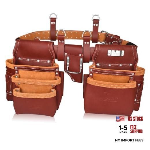 Grain Leather Tool Belt | Tool Rig Set | Tool Pouch | Drywall Tool Maroon 2000