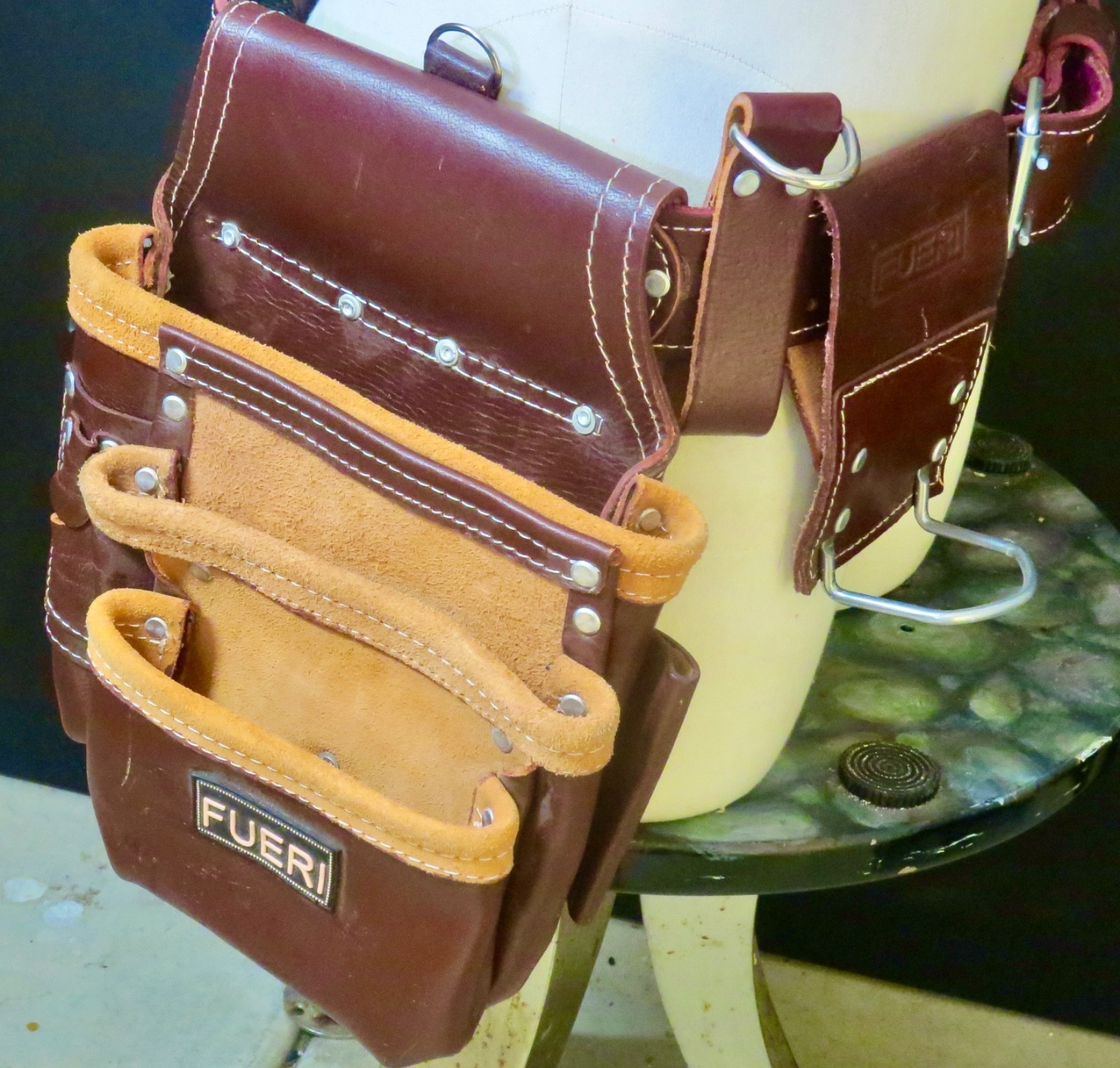 Electrician Tool Pouch Framers Leather Tool belt for Carpenter 17 pockets bag