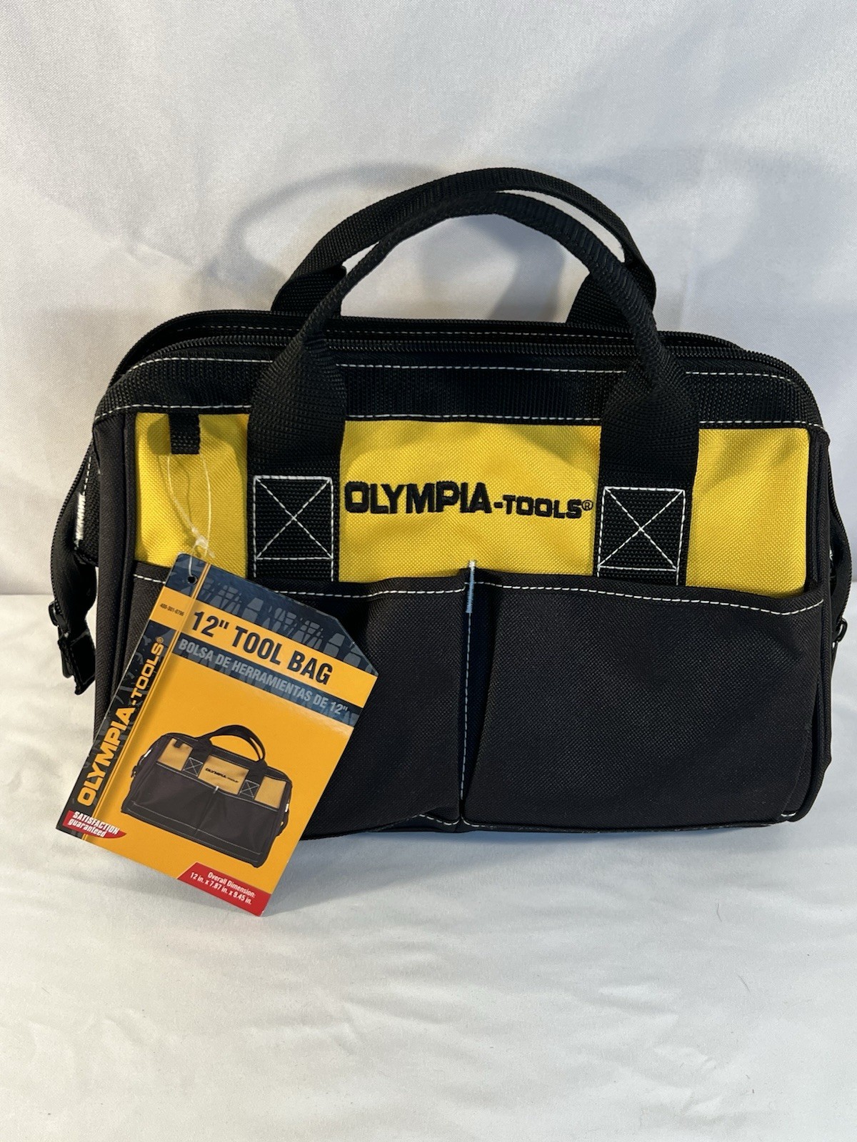 Olympia Tools 12 Inch Wide Mouth Tool Bag, Tool Tote with Water Proof Molded Bas