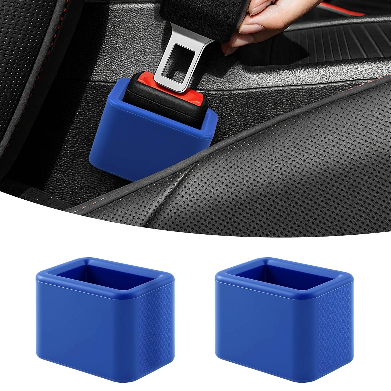 2 PCS Seat Belt Buckle Holder, Silicone Seatbelt Booster to Makes Blue