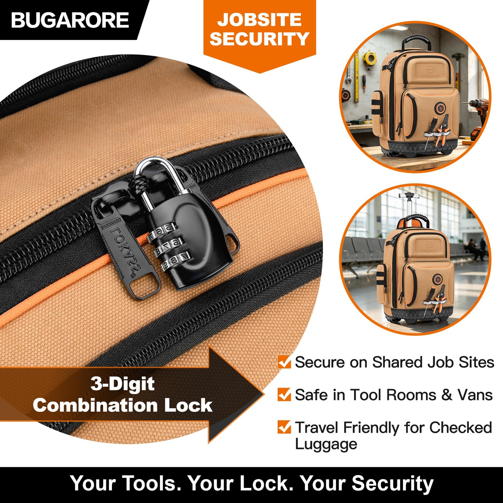 16″ Rolling Tool Backpack with Wheels, 75 Pockets Electrician Tool Bag for Co…