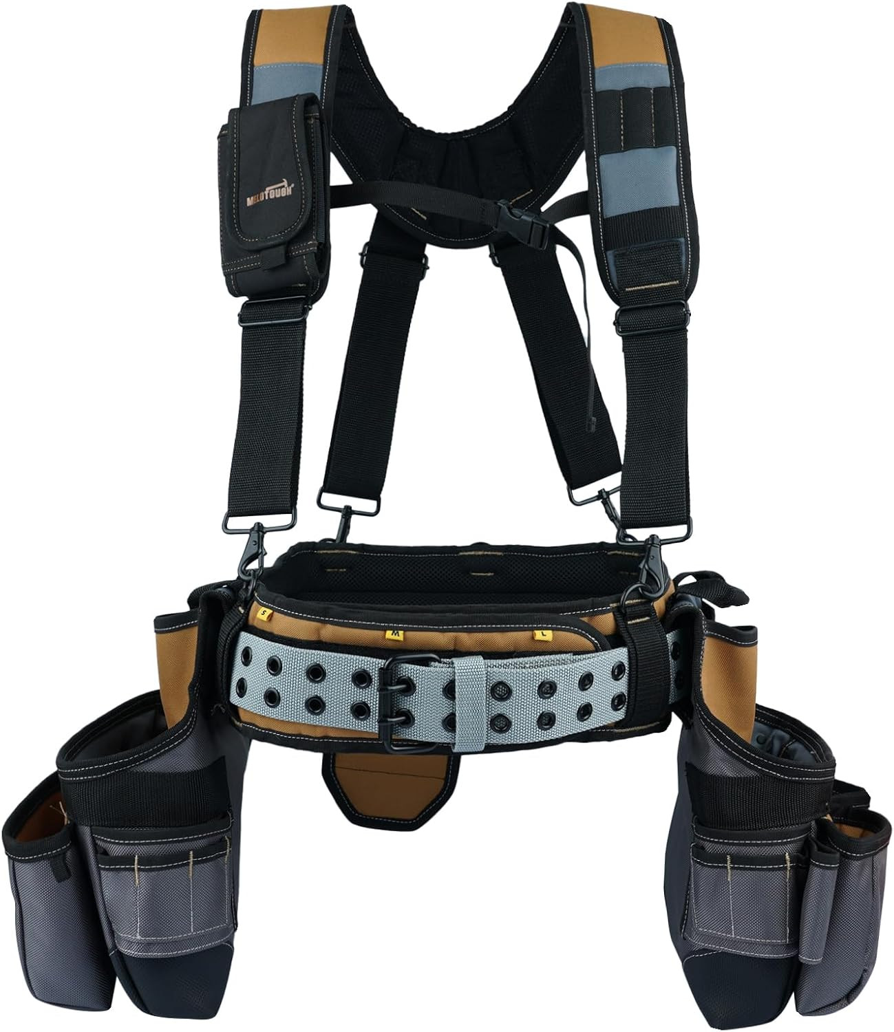 28-Pocket Pro Framer’S Rig Combo Apron Tool Belt and Heavy Duty Padded Suspender