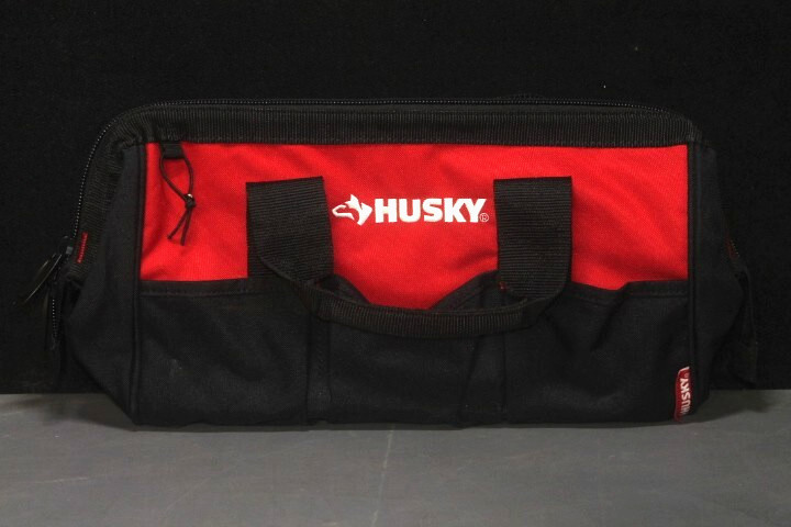 18″ Heavy-Duty Tool Bag, 14 Pockets, Zippered, Durable, OPEN BOX, Black/Red