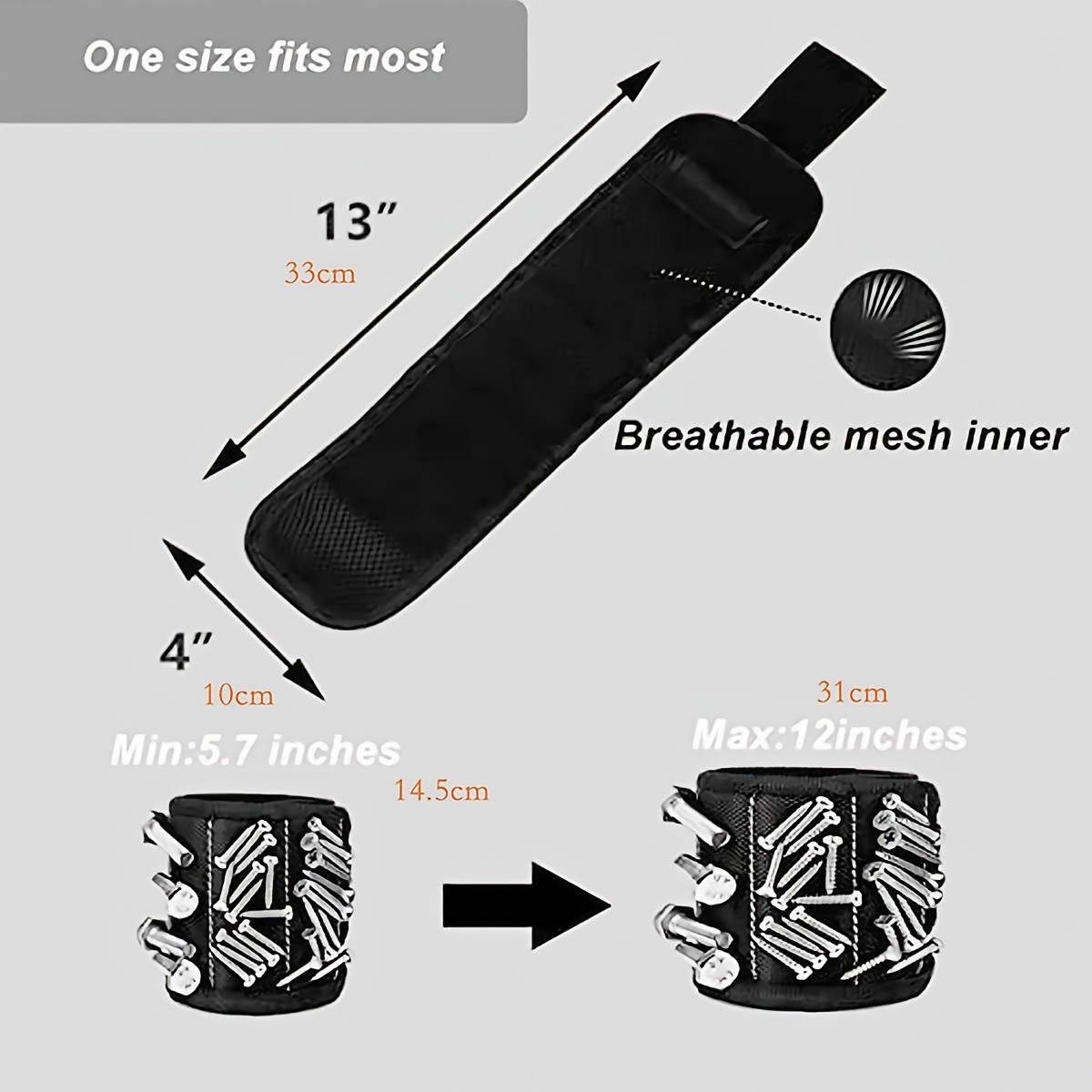 Magnetic Wristband for Holding Screws,Nails，Drilling Bits,Wrist Tool Holder Belt