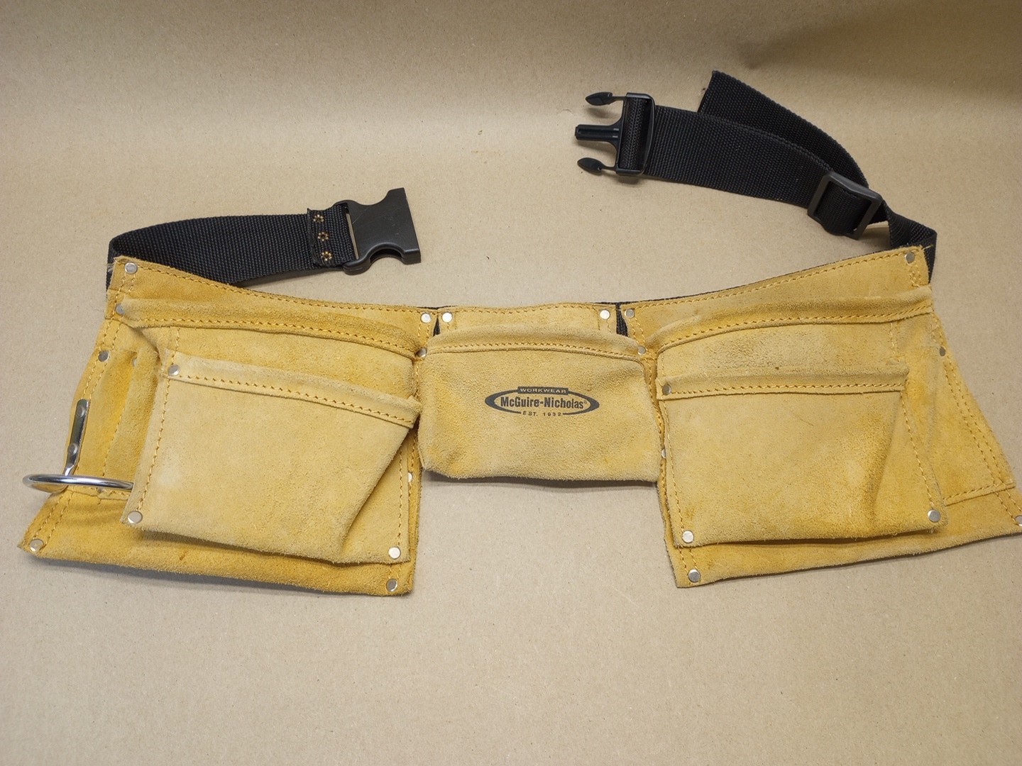 McGuire Nicholas Tool Belt Carpenter Framer Suede Leather Pouch Work Mens Brown