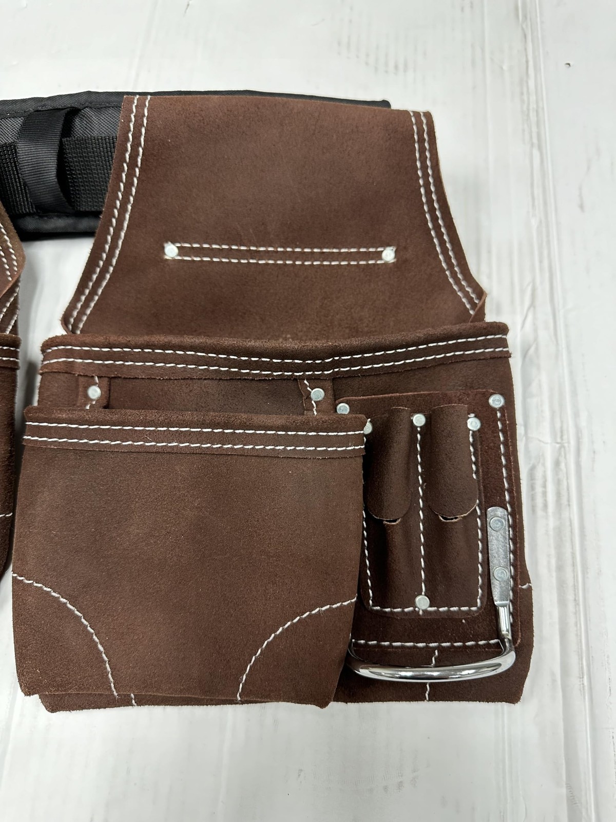 20-119 11 Pocket Rigger Heavy Duty Leather Tool Bag Kit, Brown, Carpenter