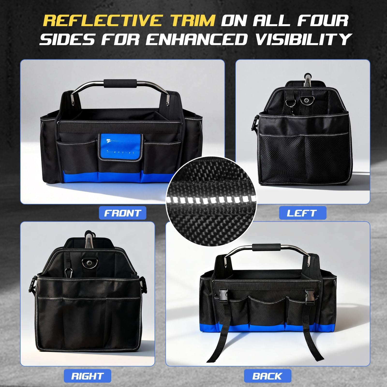 18 Inch Open Top Tool Bag, Tool Bags for Men with 30 Pockets, 1680D Waterproo…