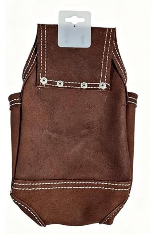 Suede Leather Nail Pouch with Tape Measure Holder, Heavy Duty 7.5″x8″