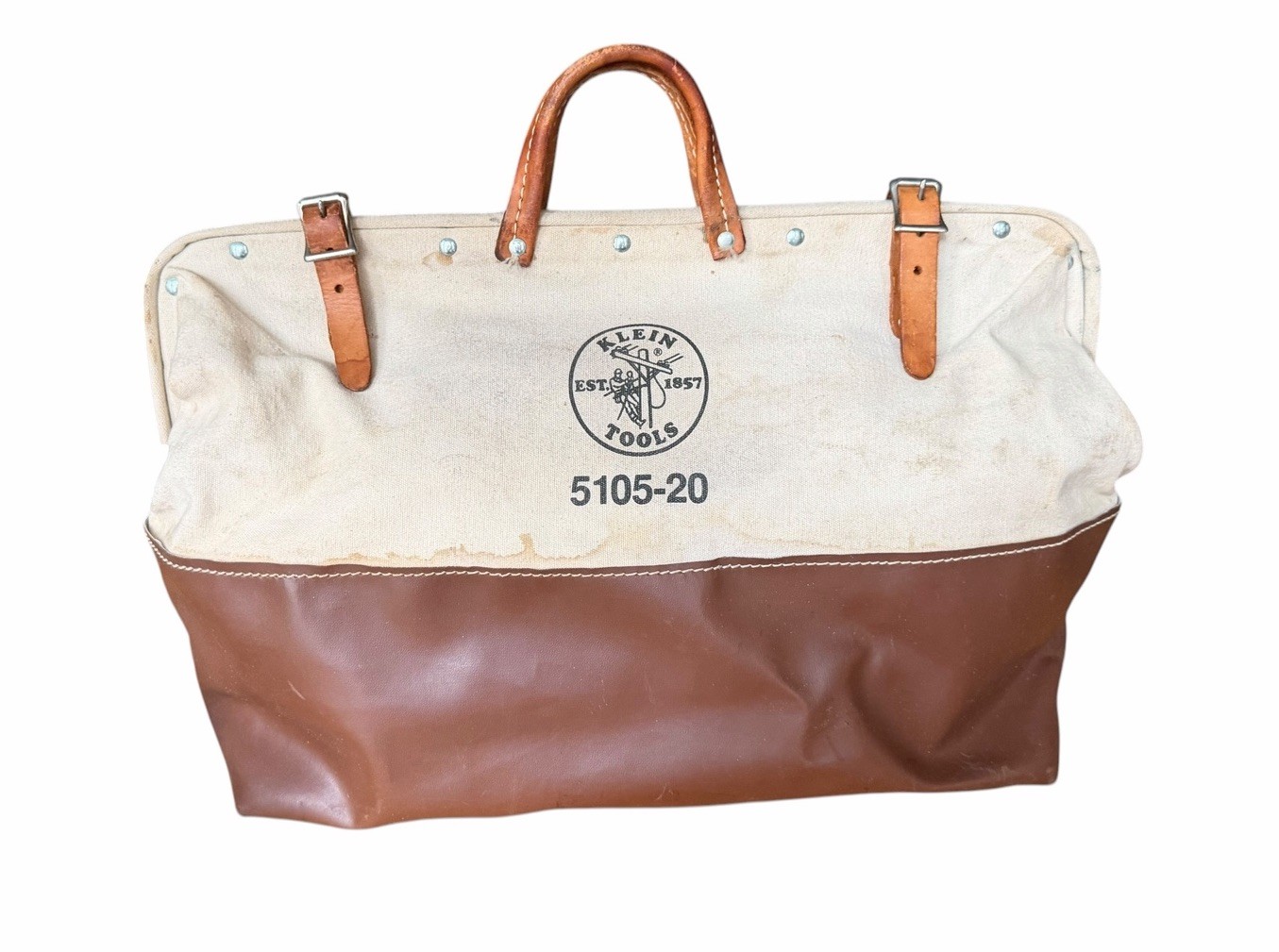 Klein Tools 5105-20 High-Bottom Canvas & Leather Heavy Duty Tool Bag, 20-Inch
