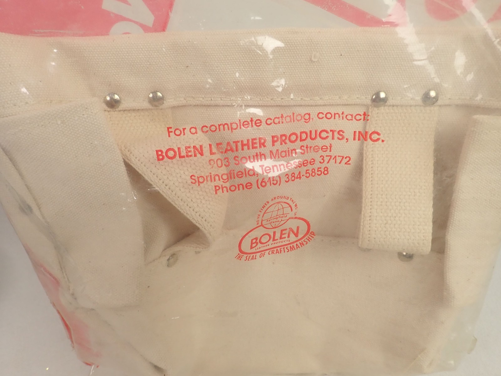 Vintage BOLEN LEATHER PRODUCTS Tool Belt Nail Bag Pouch Heavy Duty Canvas NOS