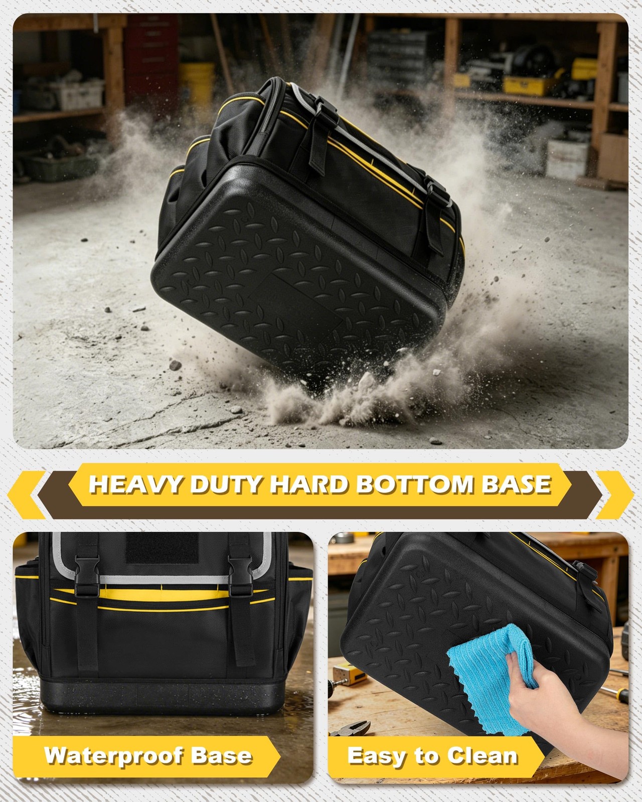 12-Inch Tool Bag with Hard Bottom, Electrician Tool Box Organizer with Detach…