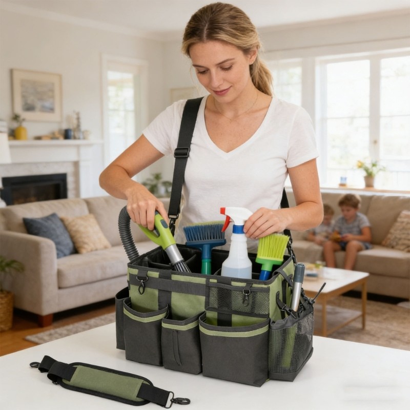 Wearable Cleaning Storage Box With Handle And Shoulder belt For Home Travel