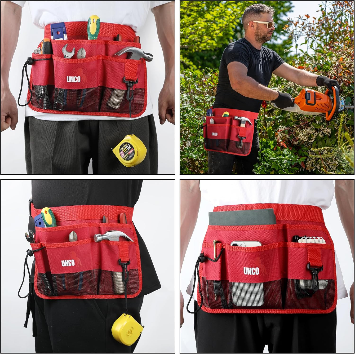 – Adjustable Gardening Belt, Red, 7 Pockets, Wear, Cut and Water Resistant, Gard