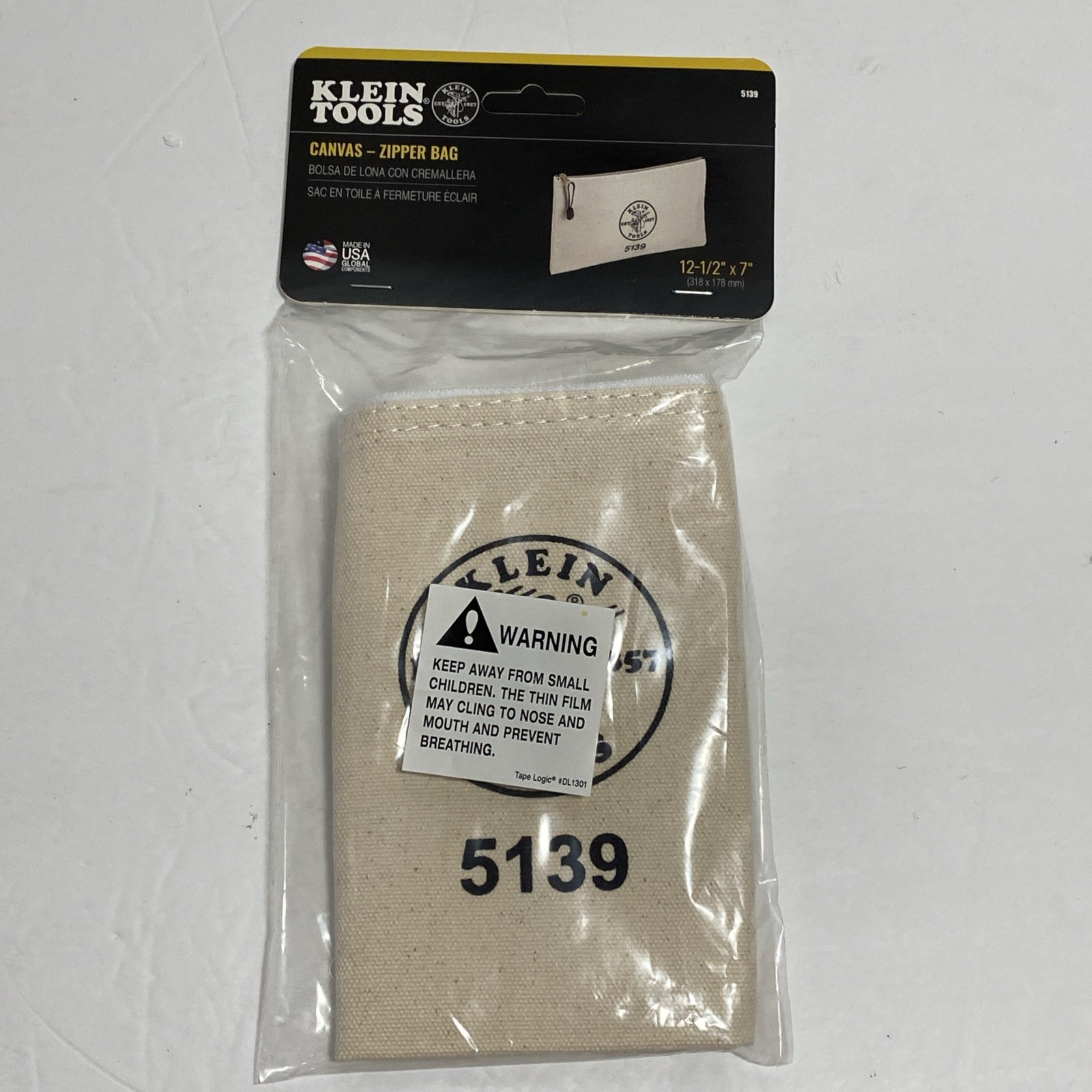 Klein Tools 12.5 x 7 x 4.25 Inch Zipper Bag Heavy Duty Canvas Tool Pouch