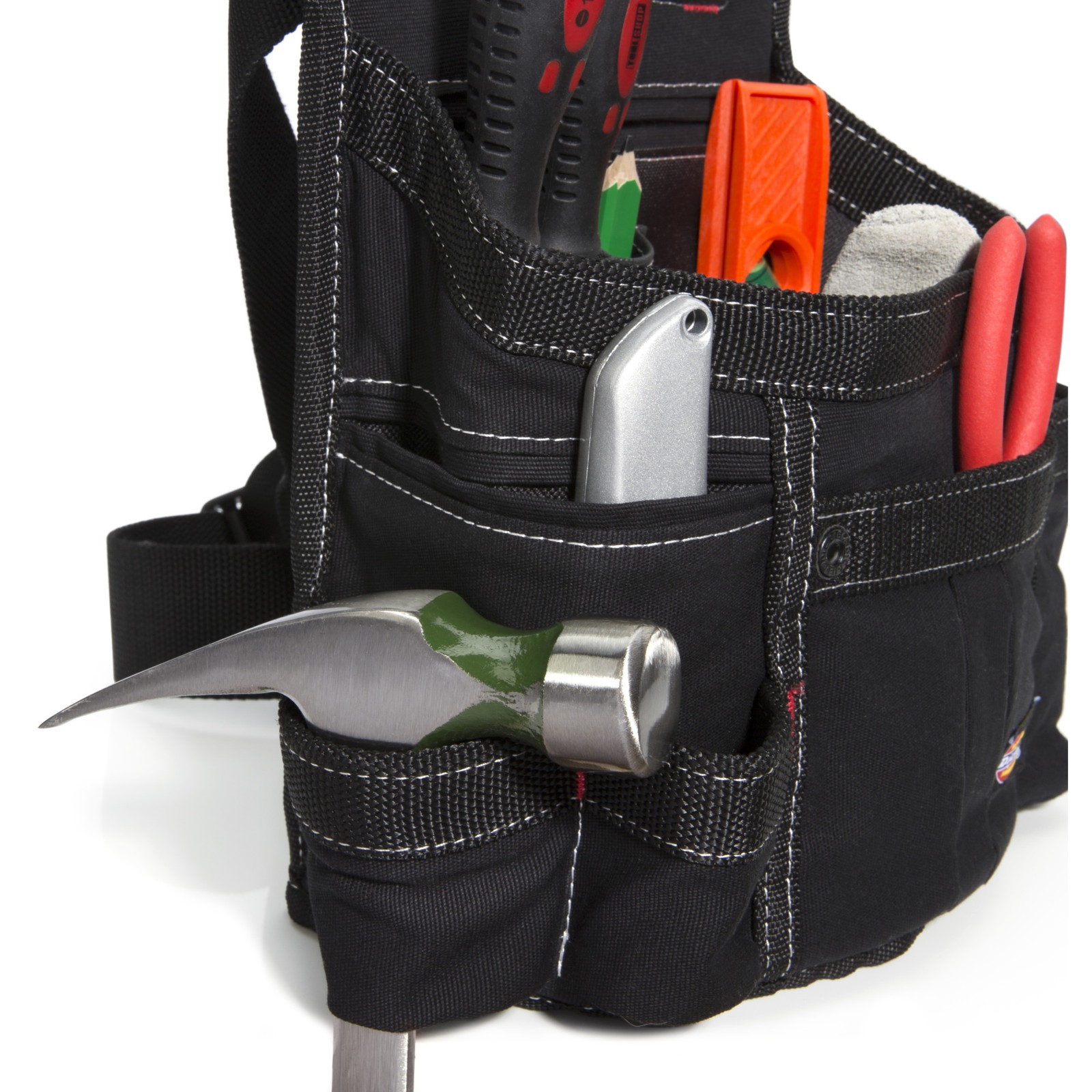 Tool Belt Pouch 8 Pocket Webbing Reinforced Black Dickies 57054