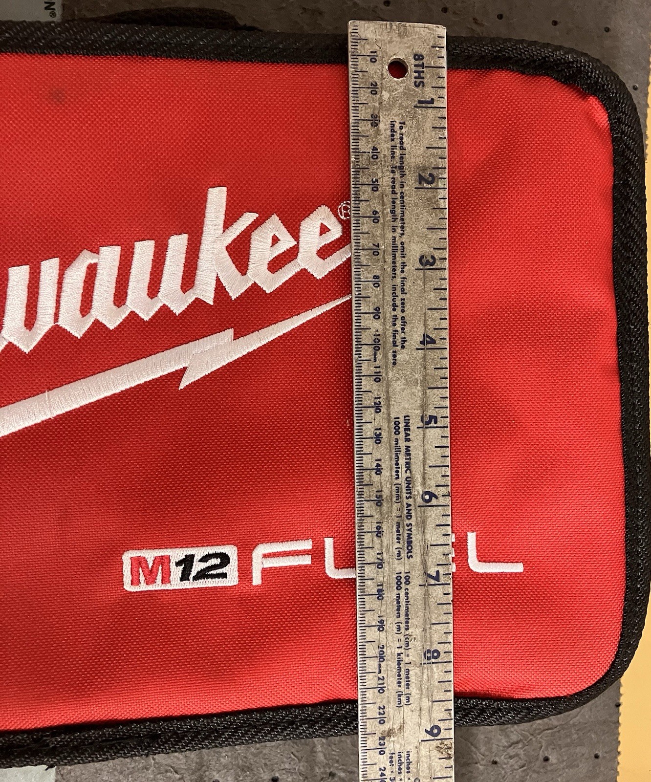 Milwaukee M12 FUEL Small Red/Black Zipper Tool Bag Organizer Case 14x9x4″