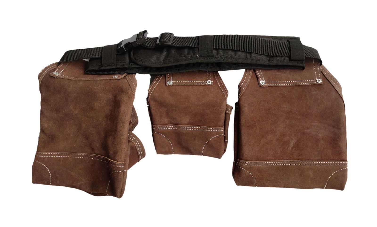 20-119 11 Pocket Rigger Heavy Duty Leather Tool Bag Kit, Brown, Carpenter