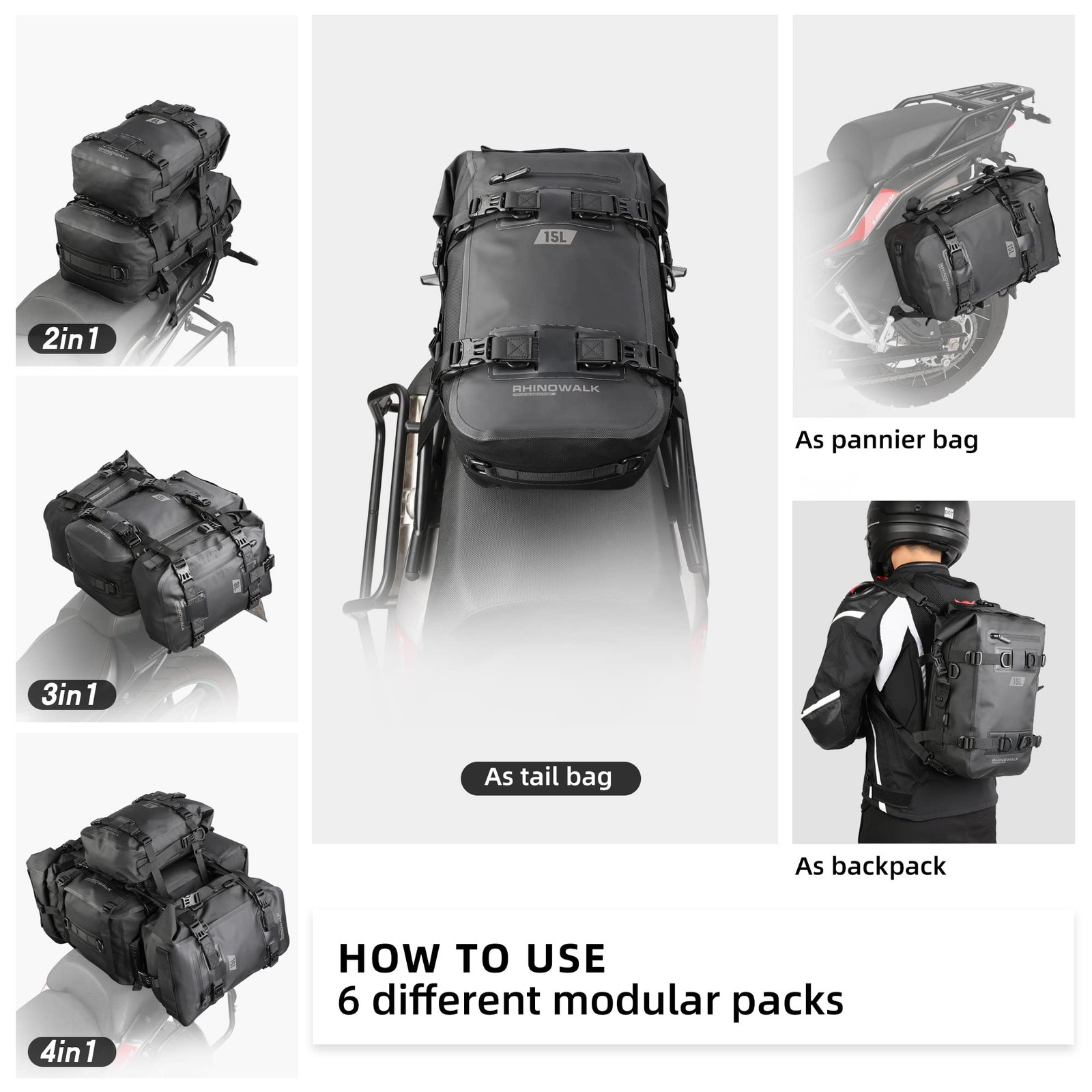 Rhinowalk Motorcycle Tail Bag Motorcycle Rear Seat Bag Motorcycle Backpack Motor