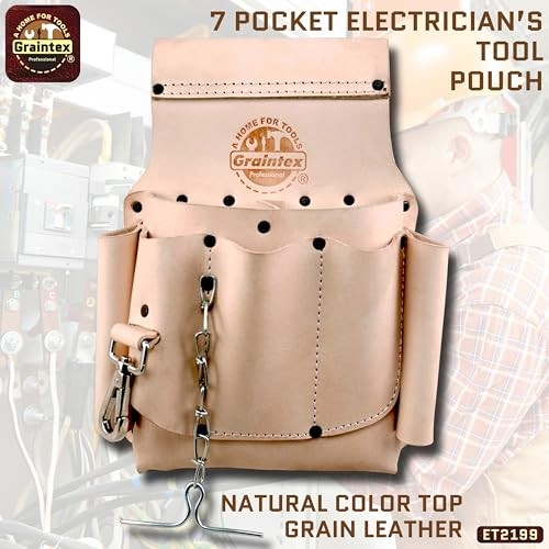 Electrician Leather Tool Pouch | Natural Color Top Grain Leather | Perfect