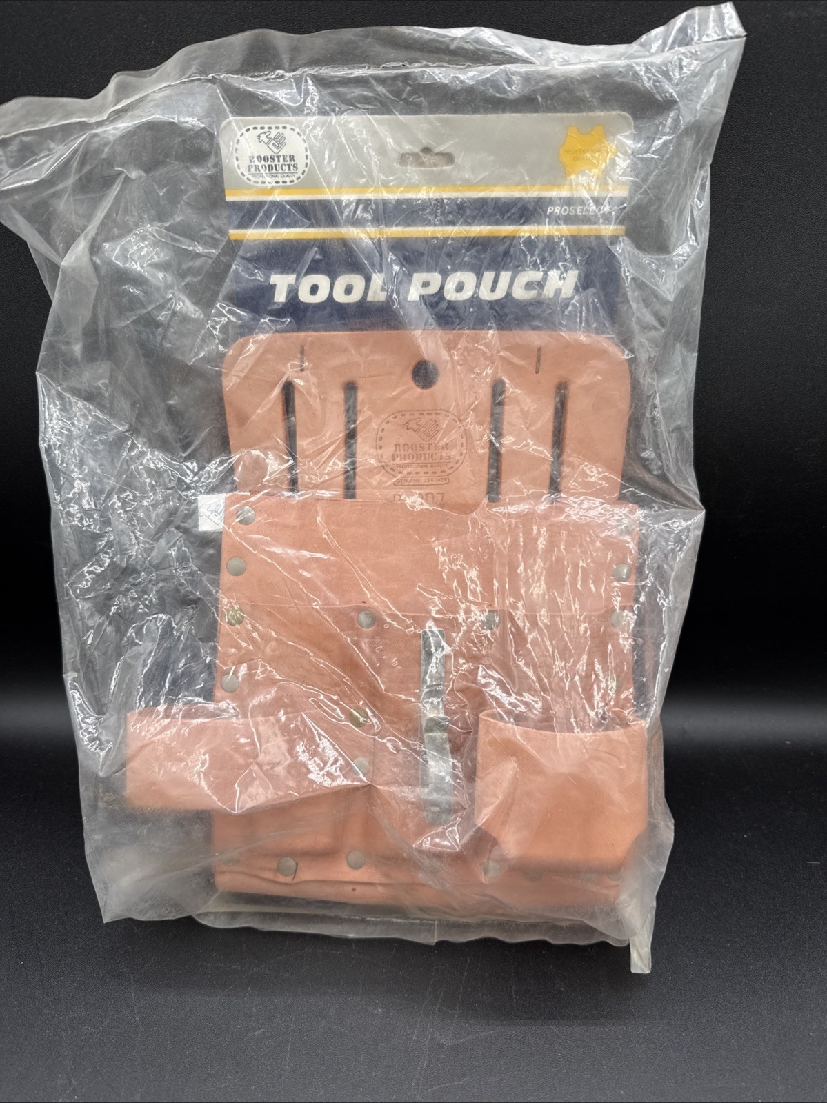 Rooster Leather Tool Pouch 4 Pocket Electricians Lineman Cable Phone #R-907 NOS