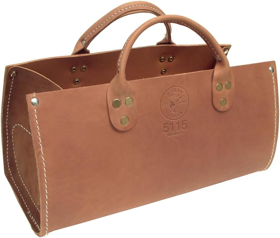 Heavy Duty Leather Tool Bag Tote with Double Ply Bottom Organizer