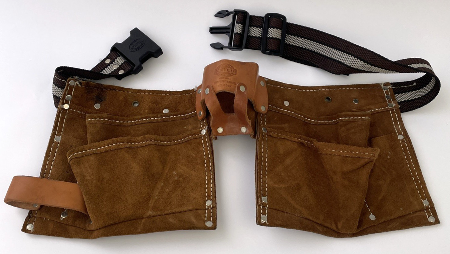 Vintage Nicholas Workgear Heavy Split Cowhide Leather Tool Belt No 493X