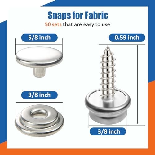 150 PCS Canvas Snap Fastener Tool Set, Vutim Marine-Grade 3/8″ Stainless Steel S