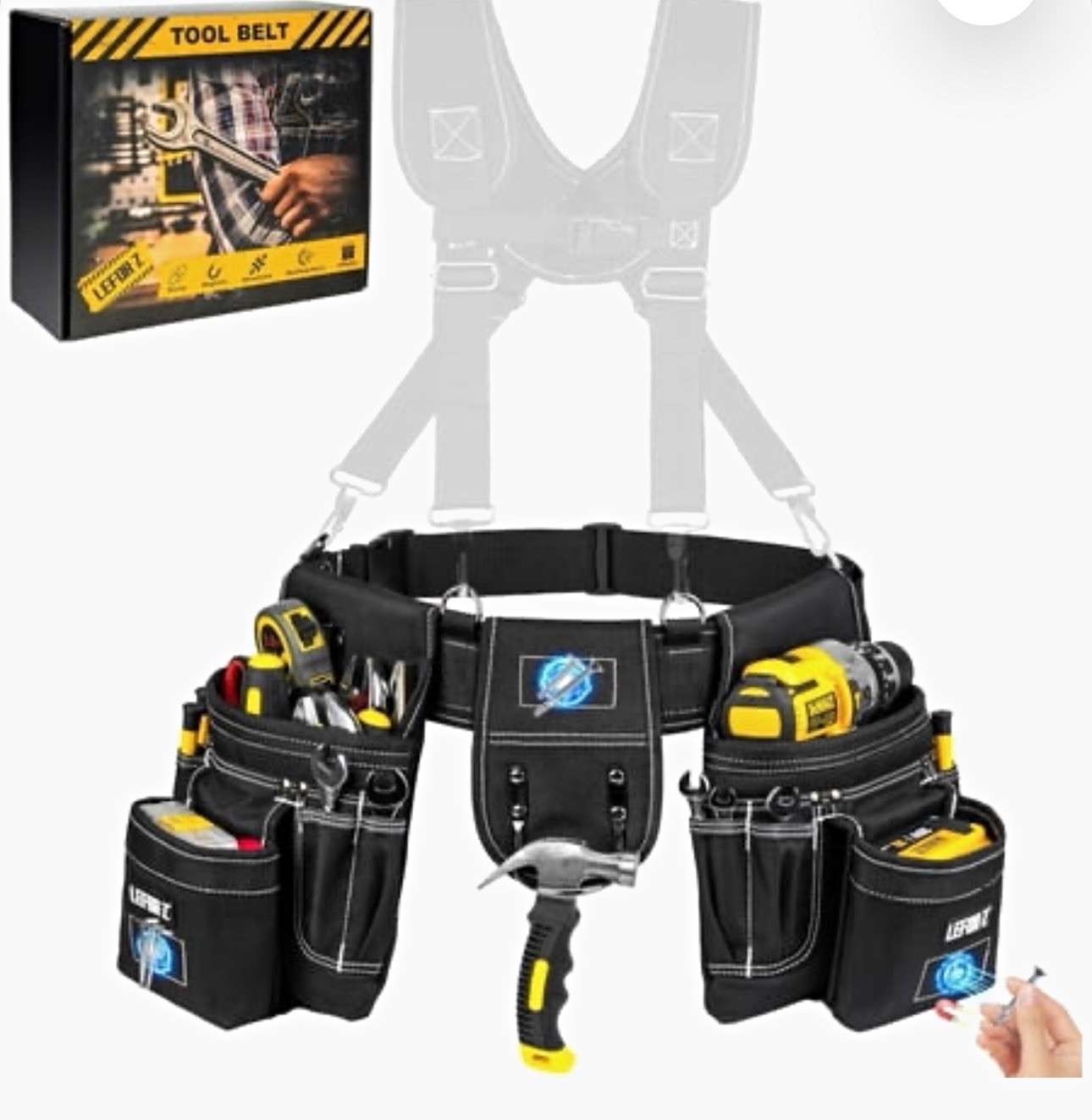 LEFOR·Z Magnetic Detachable Multifunctional Adjustable Tool Belt Black/Yellow
