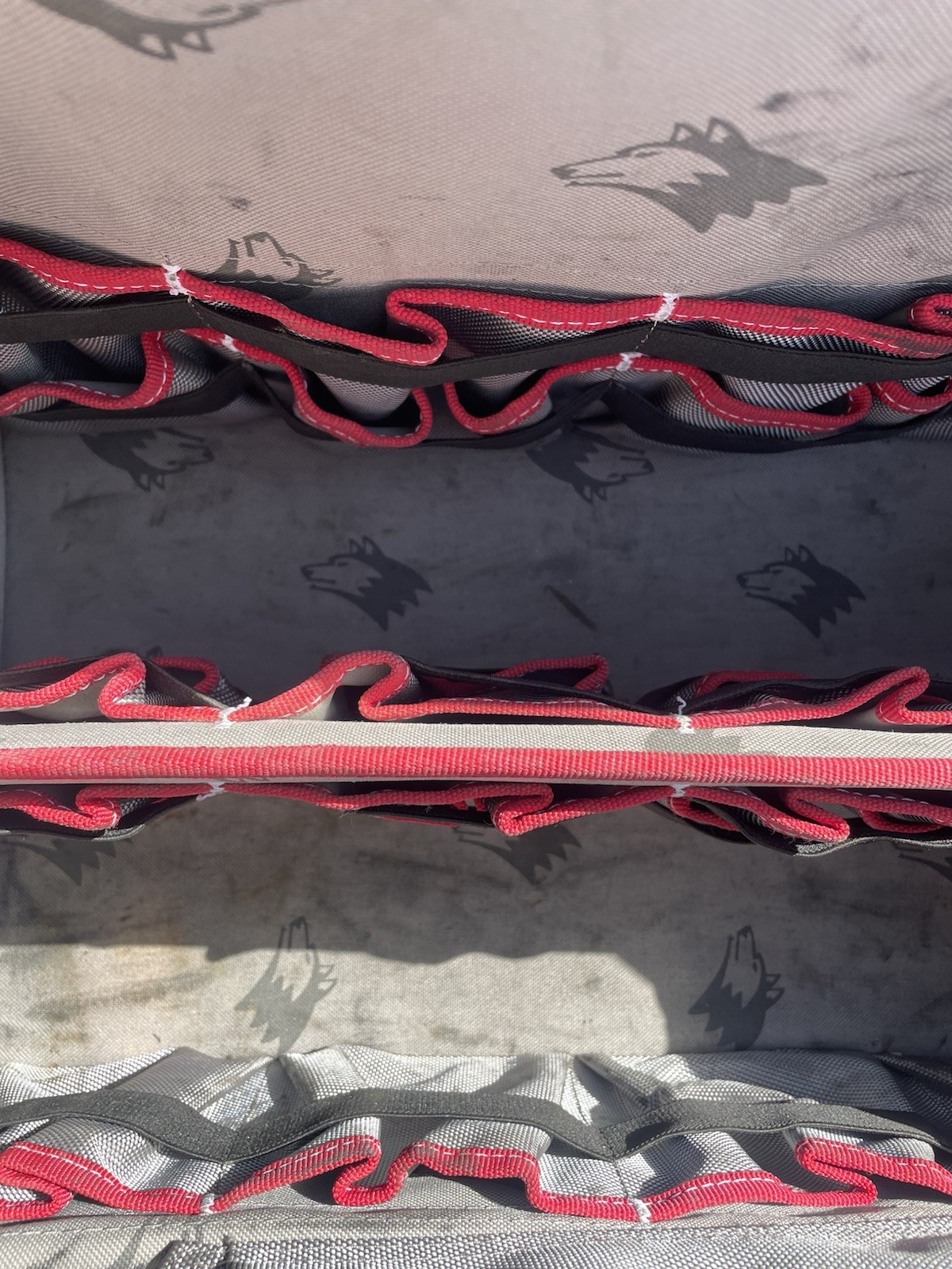 Husky Electrician Tool Bag Red/Black – 25″ w/ Strap & Handle 30+ Pockets Used