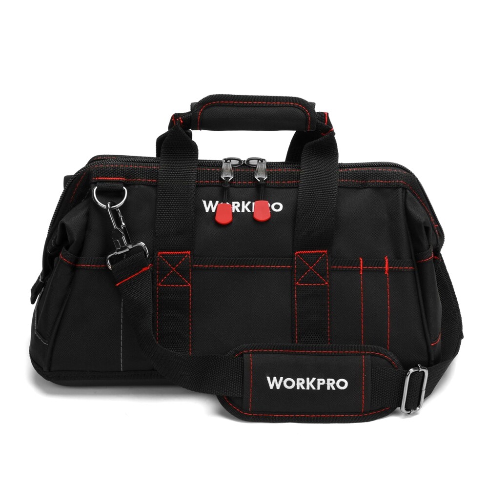 WORKPRO 16-in Close Top Wide Mouth Tool Storage Bag with Water Proof Rubber Base