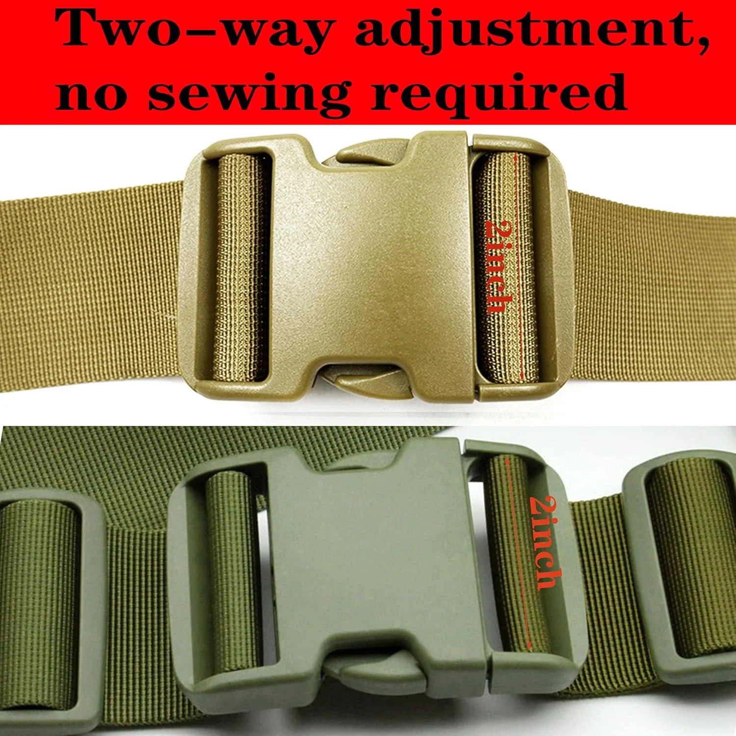 2 Inch Belt Buckle Clip, 2 Pack Quick Side Release Buckles Extra Thick Dual Adju