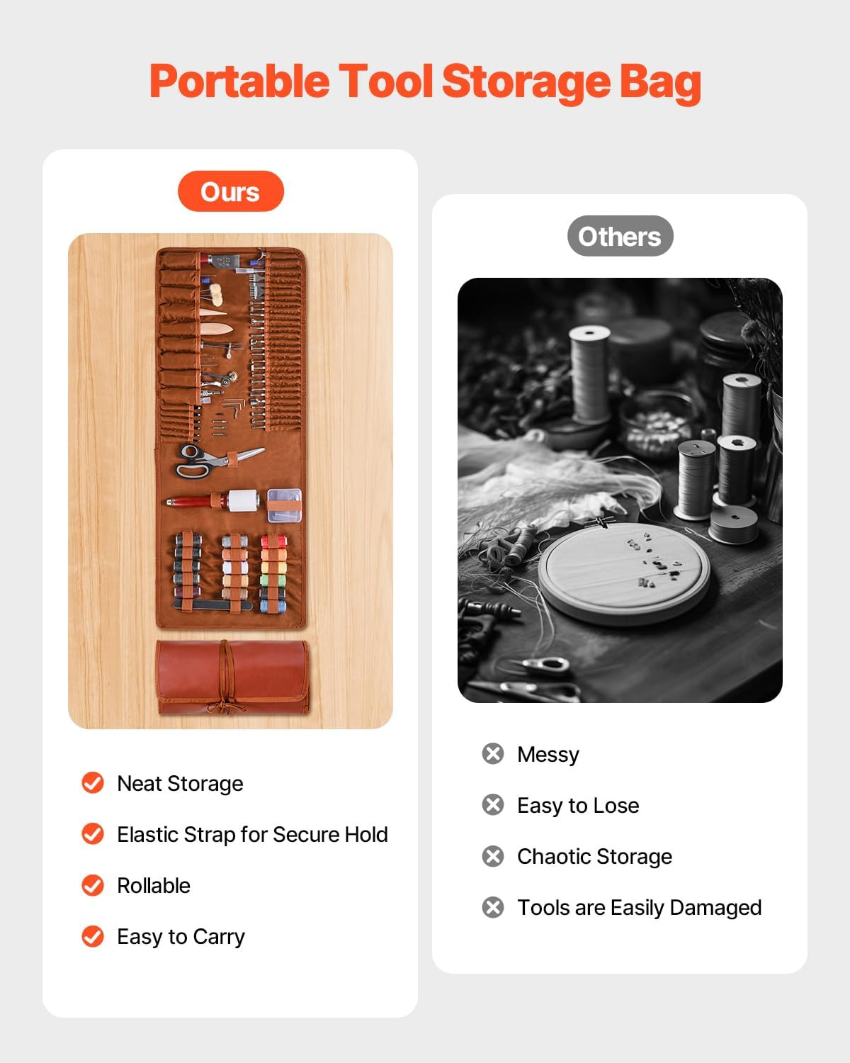 VEVOR Leather Working Tools Kit, 92 PCS with Portable Leather Storage Bag, Engra